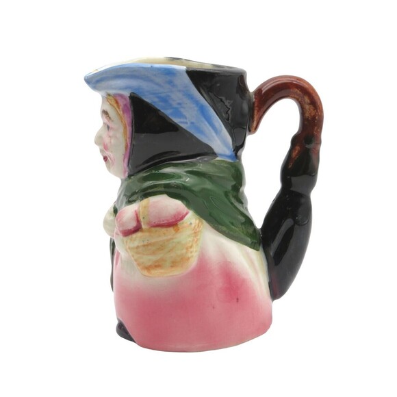 Vintage Old Woman Figural Pitcher Creamer Japan Umbrella Handle - Picture 2 of 7